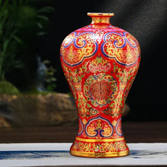 Jingdezhen-Ceramic Flower Vase Antique Enamel Pots for Plants Chinese Living Room Home Decor Versatile Practical Floor Ornaments