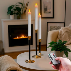 6Pcs Flameless Taper Candles with Holder & Remote LED Candlesticks Battery Operated Flickering Window Candle for Christmas Decor