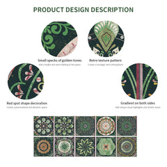 24 pieces of Mandala Retro Pattern Glossy Self-adhesive Tile Stickers for Kitchen and Bathroom Removable Waterproof Wall Sticker Home Decor
