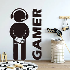 1pc Gamer Wall Art Decal For Kids Room Decor Game Handle Frase Vinyl Stickers For Children Bedroom Door Decals