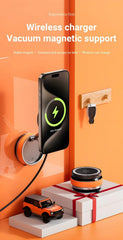 K10 Vacuum Suction Cup Car Magnetic Wireless Charger Foldable 360° Universal Rotating Stand for iPhone Samsung Gym Bath Mirror