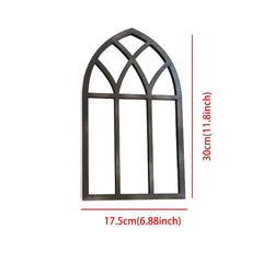 1Pcs Arched Window Wall Mirror Wood Acrylic Minimalism Windowpane Arch Mirror for Bathroom Entryway Vanity Bedroom Home Decor