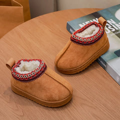 2025 New Fashion Children's Ankle Boots Soft Winter Causal Girls Cotton Shoes Solid Color Kids School Plush Boots Warm Shoes