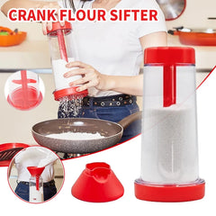 Rotating Flour Sieve Cup Hand-Held Semi-Automatic Flour Mixer Household Baking Tools Plastic Flour Sieve Kitchen Tools, Cooking Utensils
