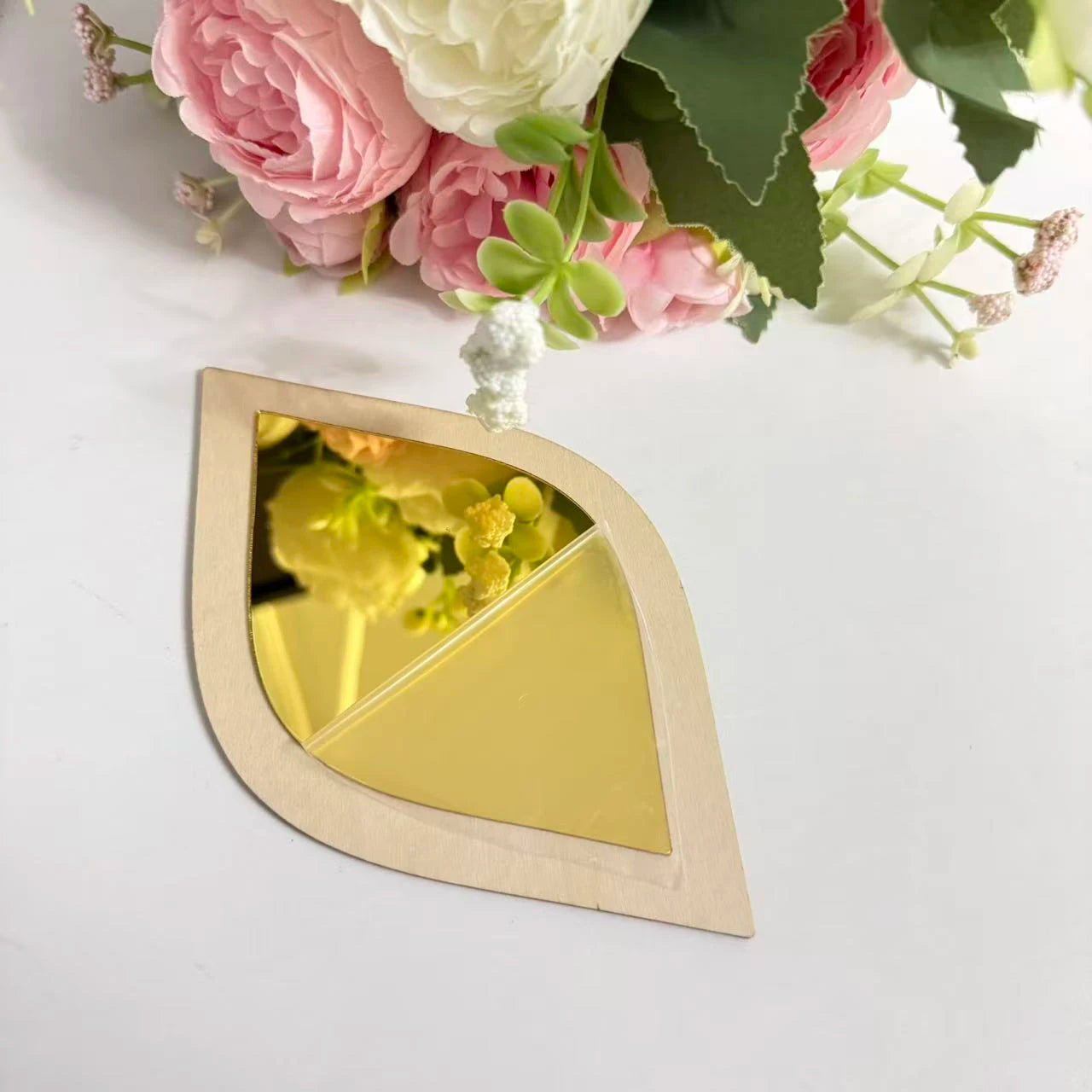 8/4pcs Boho Tear-Shaped Decorative Wall Mirrors Acrylic Modern Mirror Wall Art Bedroom Office & Living Room wooden Ornament