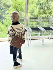 Korean Style Polo Collar Children's Sweater Retro Style Boys' Spring and Autumn Baby Knitwear Turn-Down Collar Trendy