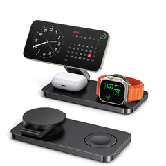 Magnetic 3 in 1 Fast Wireless Charger Stand Foldable Charging Station For iPhone 16 15 14 13 12 Apple Watch 9 8 7 6 Airpods Pro