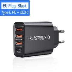 USB Type C Charger 60W PD Fast Charging Phone Charger QC3.0 Wall Power Adapter Travel Charger for iPhone Xiaomi Samsung Huawei