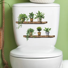 Green Plant Leaves Bathroom Toilet Sticker WC Closestool Wall Sticker Self Adhesive Mural Beautify Flower Home Decor Decals