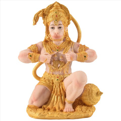 (ABAB) Gold Hanuman Statue Indian Lord Sculpture India Figurine Collection Idol Murti Pooja Sculpture for Decor Ornament