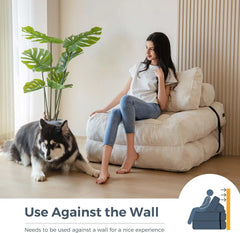 Folding Sofa Bed, Convertible Sleeper Chair with Pillow Foldable Matress, Portable Fold Out Chair Bed Comfy Floor Corner Sofa
 Lounge Living Room Furniture