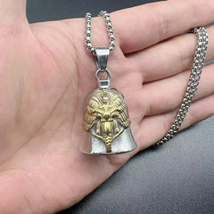Vintage Christian Jesus Cross Bell Pendant Motorcycle Bell Necklace Punk Biker Religious Exorcist Lucky Jewelry for Men's
