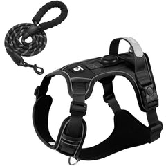 Dog Harness with Airtag Holder and Leash Set-Premium Oxford Breathable Material Durable Reflective Dog Harness and Leash Set Pet Shop