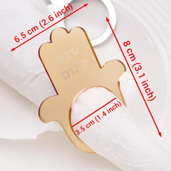 Jewish Hamsa Shabbat Shalom Napkin Rings Mirror Acrylic Table Decoration for Sabbath Dinner