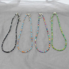 Bohemia Handmade Rainbow Seed Beads Simple Choker Necklace Candy Color Neck Chain Wild Sweet Colorful Jewelry