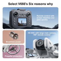 Lenovo V666 Mini Drone 4K Professional Aerial 8k Dual Camera Intelligent obstacle avoidance  Brushless Quadcopter Kid RC Toys