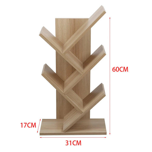 Voltsify  Rustic Standing Tree Bookshelf Wood Display Rack Kids Bookshelf  Bookshelves for Home Office Furniture