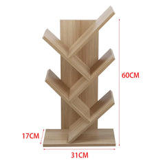 Voltsify  Rustic Standing Tree Bookshelf Wood Display Rack Kids Bookshelf  Bookshelves for Home Office Furniture