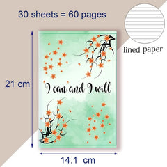 A5 Notebook Note Book Motivational Quote - I Can and I Will - Sketch Writing Blank Journal Success Notepad New Job Graduation