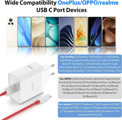 For OnePlus 80W SuperVOOC EU Fast Wall Charger For OnePlus 10 Pro 11 12 13 15 Nord 4 5 CE 2 3 Lite OPPO Realme Type C USB Cable