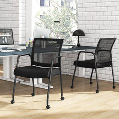 GOFLAME 2Pcs Office Chairs Meeting Room Conference Chair on Wheels Office Furniture
