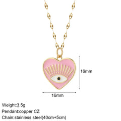 Heart Evil Blue Eye Sun Necklace for Women Cute Dog Bee Elephant Gold Color Pendant Long Stainless Steel Chains