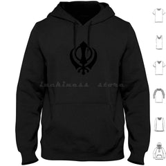 Khanda Hoodie Cotton Long Sleeve Khanda Sikhi Sikh Sikhism Religion Religious Punjab Punjabi Singh Kaur Sikh Symbol