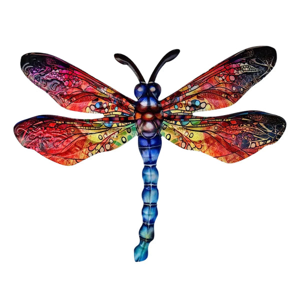 Vintage 3D Metal Dragonfly Wall Art Hanging Decor Wrought Iron Wall Hanging Sculpture Garden Home Party Decoration