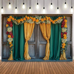 Indian Marigold Curtain Photography Background Puja Ganpati Pooja Traditional Wedding Birthday Party Home Decor Photo Backdrop