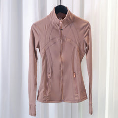 LULU FLORA Gold zipper sports jacket, suitable for yoga and running suitable for all seasons, quick-drying and breathable fabric