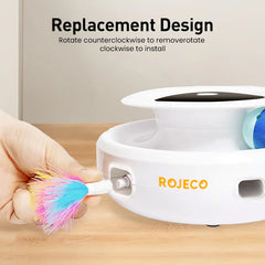 ROJECO 2 in 1 Smart Cat Toys Automatic Feather Fun Ball Toy Set For Cat Dog 5 Modes Electronic Interactive Pet Toy Accessories Pet Shop