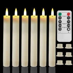 6Pcs Flameless Taper Candles with Holder & Remote LED Candlesticks Battery Operated Flickering Window Candle for Christmas Decor