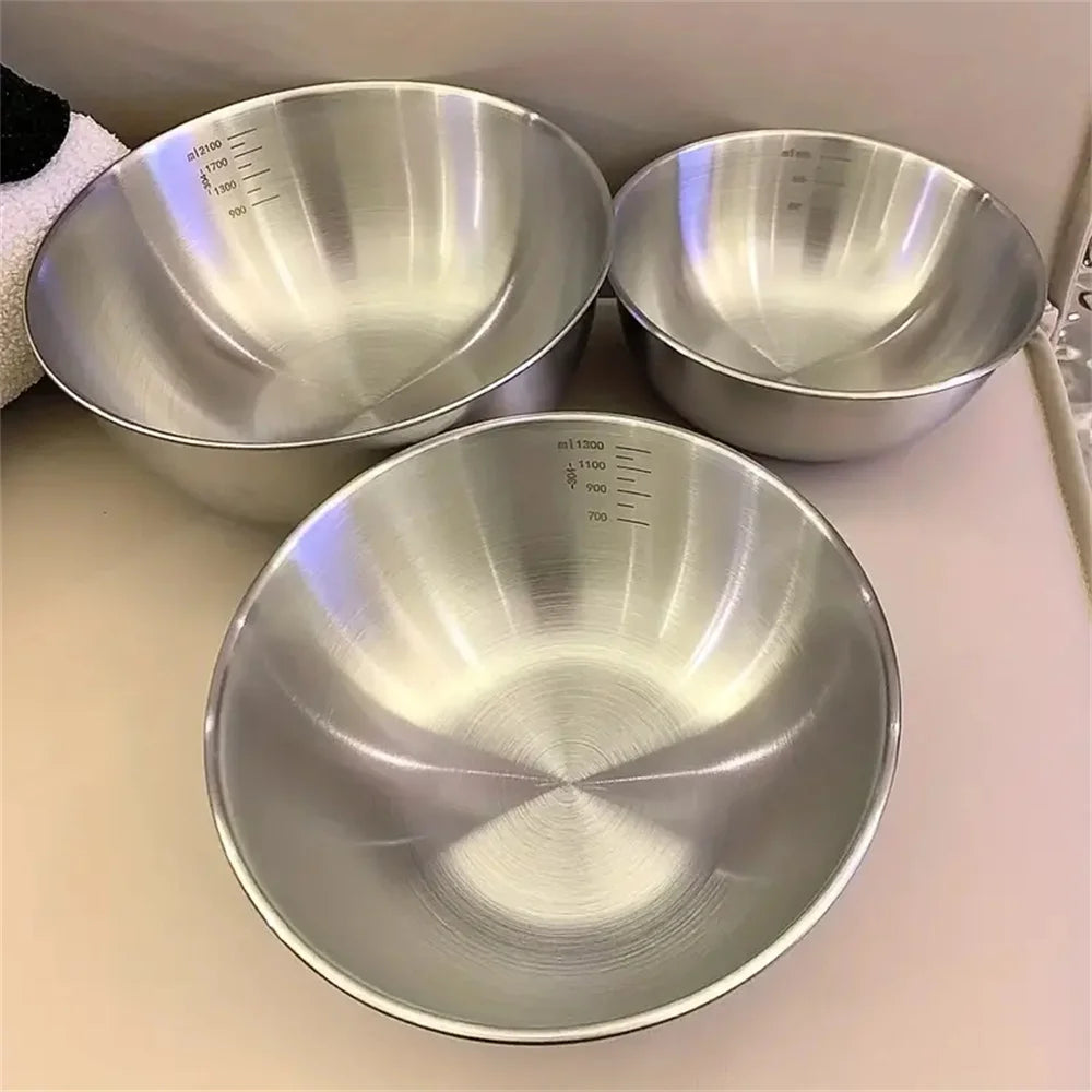 1-3 Stainless Steel Bowl Set with Scale for Cooking Baking Food Storage Large Capacity Mixing Bowls for Home Cooking Essentials, Kitchen Tools