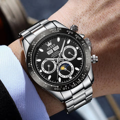 OLEVS 6654 Luxury Mens Watch Chronograph Automatic Mechanical Wristwatch Waterproof Luminous Top Brand Watch for Man Date Sport