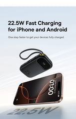 Baseus 22.5W 10000mAh 20000mAh Power Bank Built-In Retractable USB-C & Lightning Cable for iPhone 16 Samsung S25 Xiaomi Poco