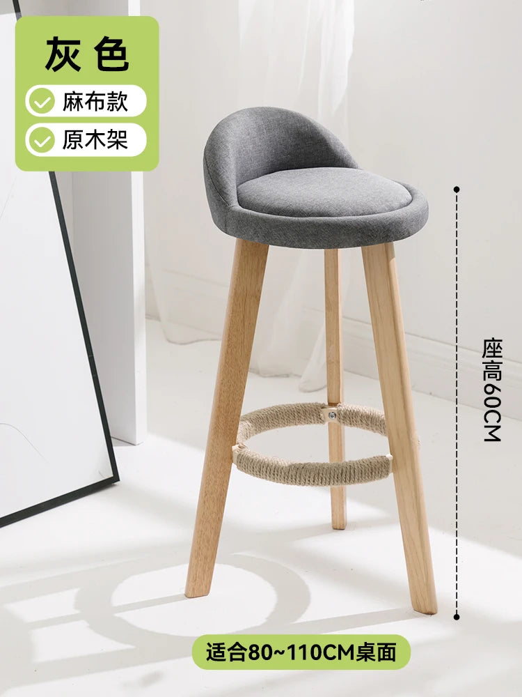 Bar Stools home high stool bar high chair cashier stool simple solid wood bar chair front desk commercial Kitchen & Dining Furniture