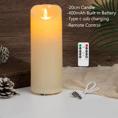 Remote LED Pillar Candle USB-C Rechargeable Atmosphere Light & Timer For Wedding Party Yellow LED Bedside Night Lamp Tealight