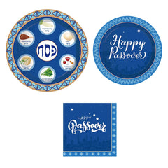 Passover Decorations Happy Passover Tableware Set Napkins 7/9 inch Plates Jewish Festival Disposable Seder Plates or Passover