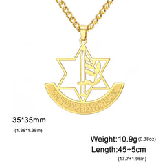 LIKGREAT Hexagram IDF Symbol Necklace Women Men Star of David Chai Pendant Jewish Stainless Steel Jewelry