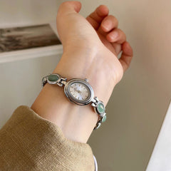 Luxury Green Jade Quartz Wristwatch for Women – Elegant Gift