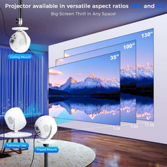 XBJ Mini  4K Home Theater Projector, Android WiFi 6 BT 5.0 Auto Keystone 360° Rotation Portable Video Projector for Outdoor Home