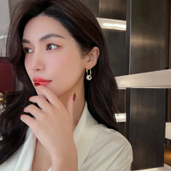 Real Gold Plated Zircon Bead Earrings – Luxury Women’s Party Jewelry