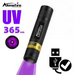 365nm Mini UV LED Flashlight – USB Rechargeable Blacklight