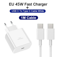 PD 45W Super Fast Charger For SAMSUNG Galaxy S21 S22 S23 S24 Ultra Fast Charging Phone USB C Charge Type C Cable 2M Wall Adapter