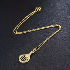 Huitan Water Drop Zirconia Pendant Necklace – Gold Color