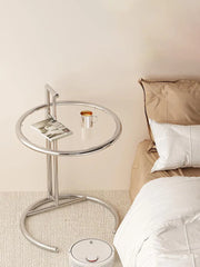 Nordic Glass Coffee Table Living Room Furniture Side Table Balcony Stainless Steel Lifting Tea Table Transparent Bedside Tables Bedroom Furniture