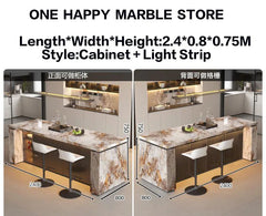 Luxury Marble Kitchen Island Dining Table, Custom Modern Bar Countertop, High-End Open Kitchen Design, Integrated Home Furniture Kitchen Display Cabinets Kitchen & Dining Furniture