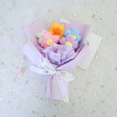 Crochet Knitting Flowers Potted Homemade Crochet Rose Tulip Daisy Office Desktop Ornaments Car Automotive Interior Decoration Home Decor, Plants & flowers