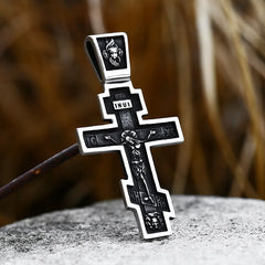 Jesus Cross Men's  Stainless Steel Crucifix Eastern Orthodox  Pendant Chain Necklace Jewelry BP8-515