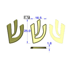 Hebrew Letter Shin for Mezuzah Metal Shin Yellow Gold small Shin Design Mezuza Shin for Israel Judaism